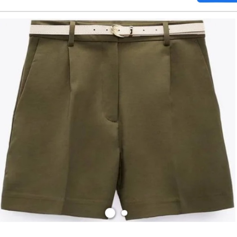 NWT Zara doubled faced belted shorts New Woman, color green, size M